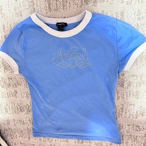 Really cute blue Diamond angel crop top
